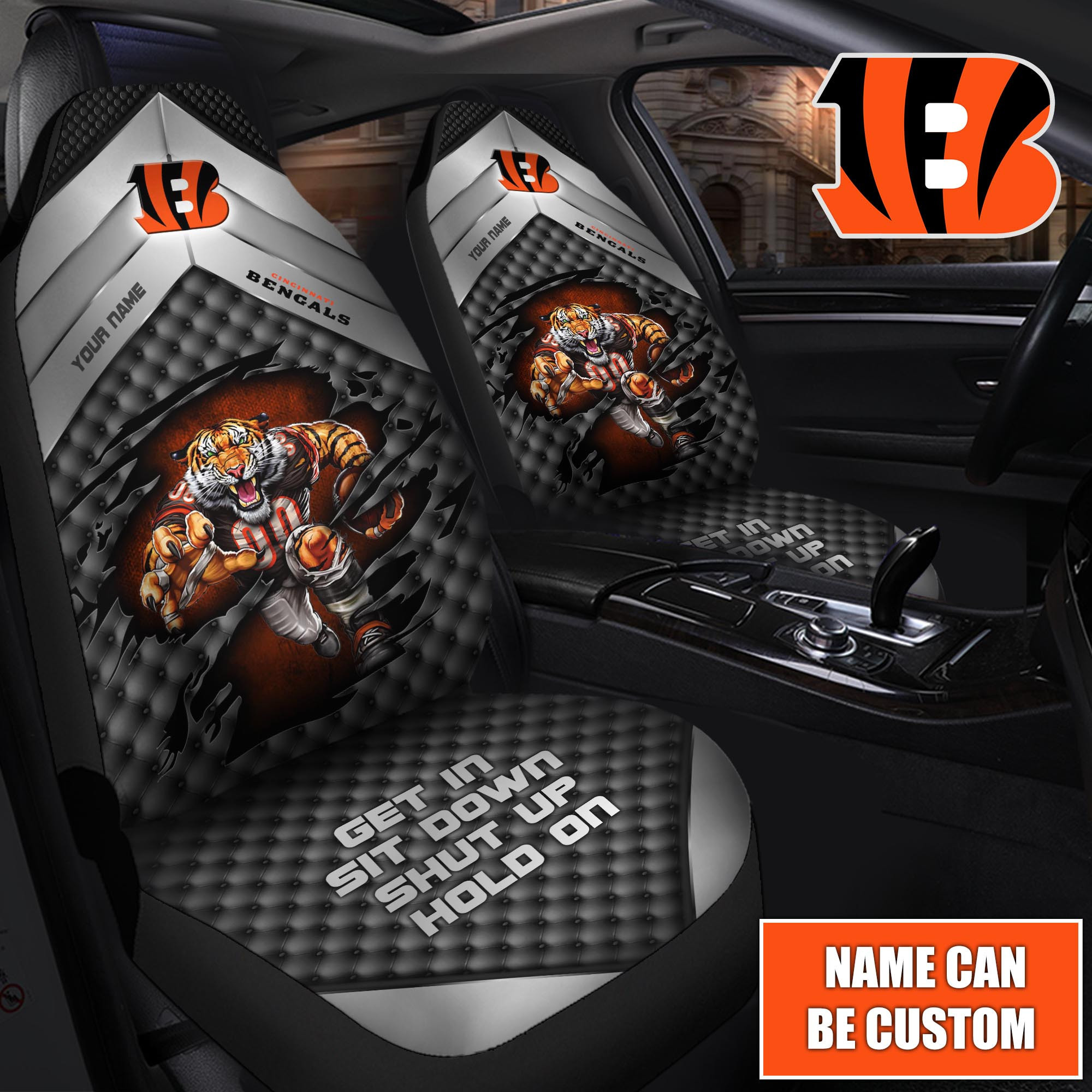 Cincinnati Bengals Customized Car Seat Cover Set CSC8070