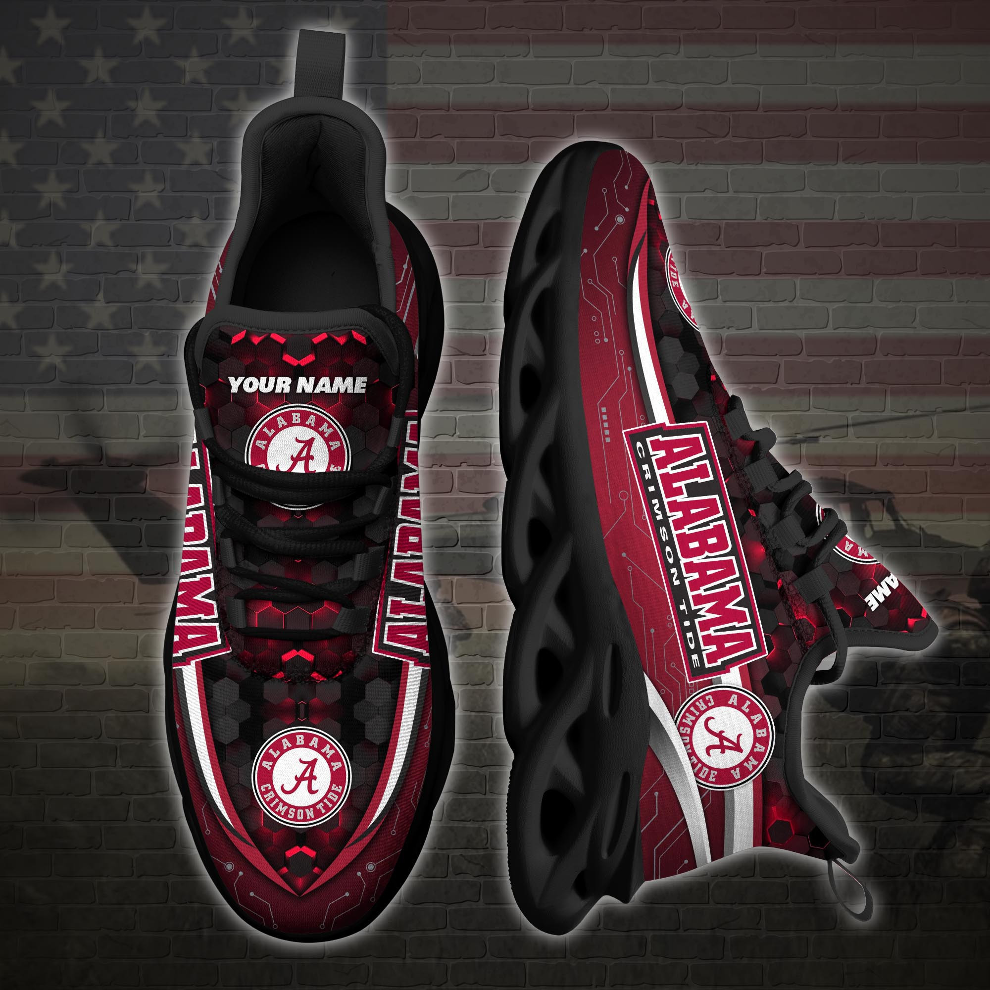 Alabama Crimson Tide Personalized Clunky Sneaker Max Soul Shoes 1860