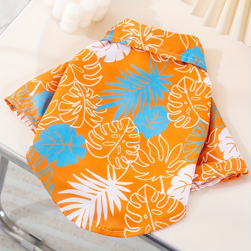 Hawaiian Beach Design Pet Shirt, Thin Casual Lapel Dog Shirt For Small Pets Summer Clothes