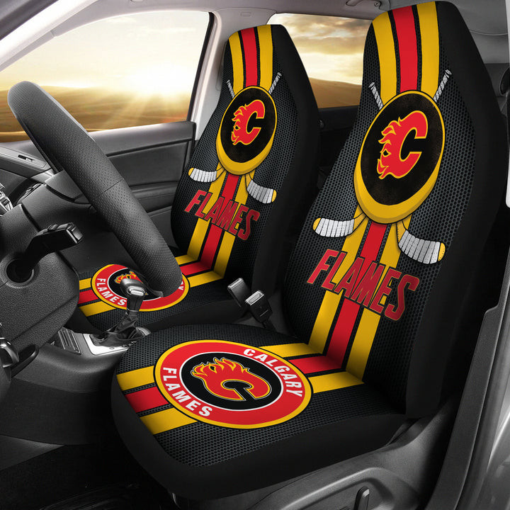 NHL Calgary Flames Black Orange Car Seat Cover Set CSC6741