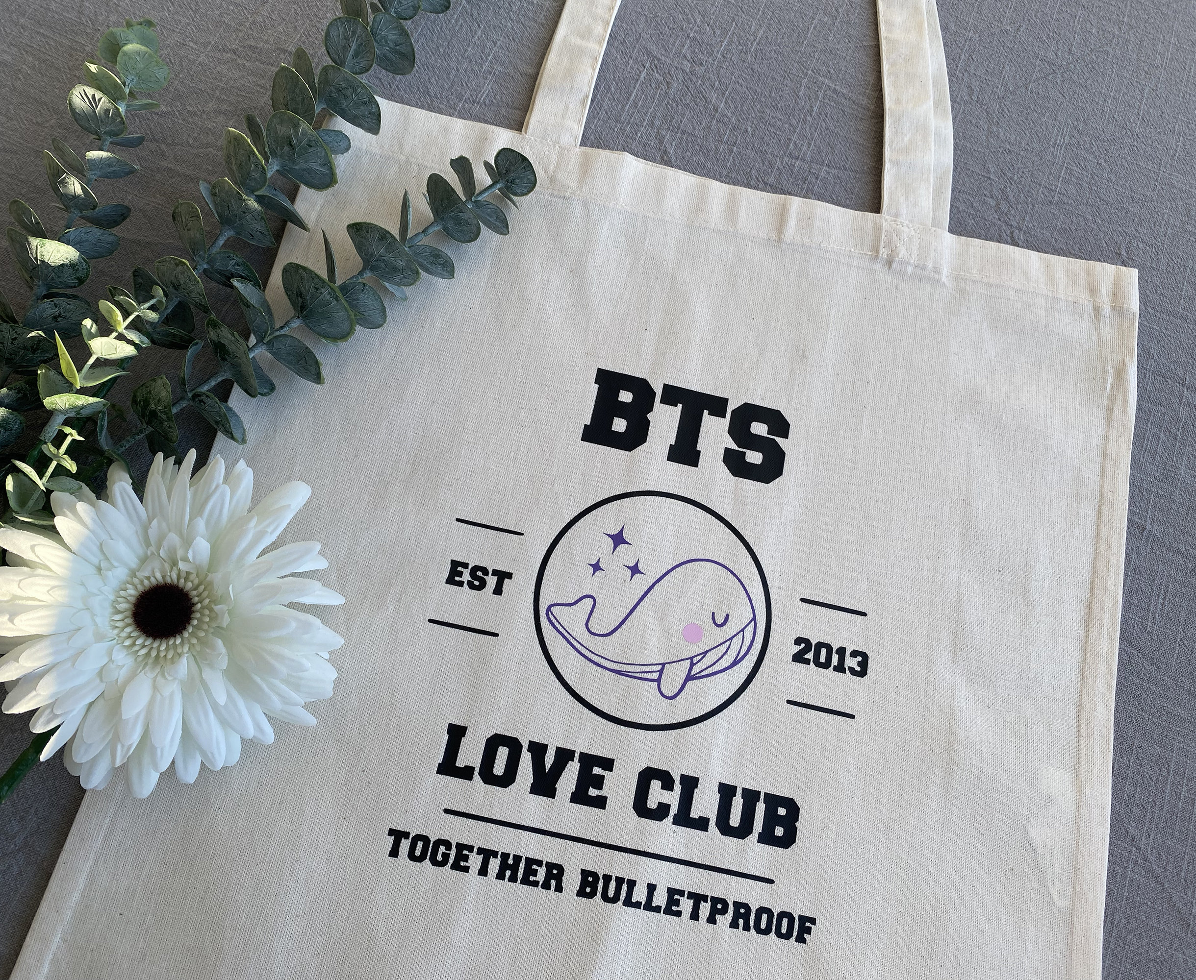 BTS Tote Bag, BTS whale, Canvas Bag, Kpop Tote Bag, Bangtan Sonyeondan, Gift for kpop fan, Gift for bts fan, Eco friendly, Cypher Design