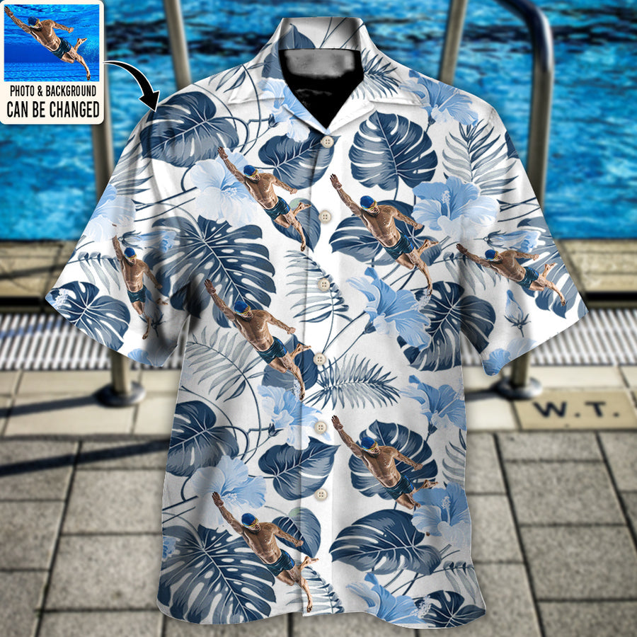 Swimming You Want Tropical Style Custom Photo – Hawaiian Shirt – Personalized Photo Gifts