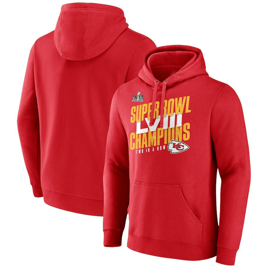 Kansas City Chiefs NFL Super Bowl LVIII Champions Iconic Victory Two In A Row Red Print 2D Hoodie