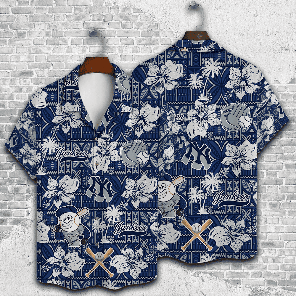 New York Yankees Hibiscus Pattern Vintage Hawaiian Shirt