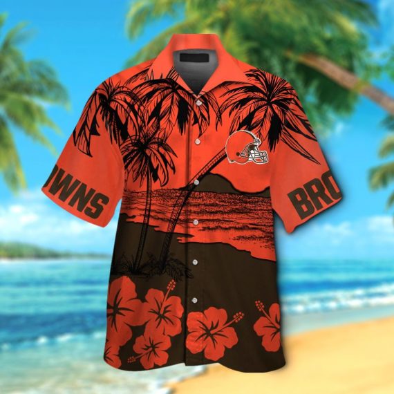 Cleveland Browns Short Sleeve Button Up Tropical Aloha Shirt - Product by Prowallart Shop