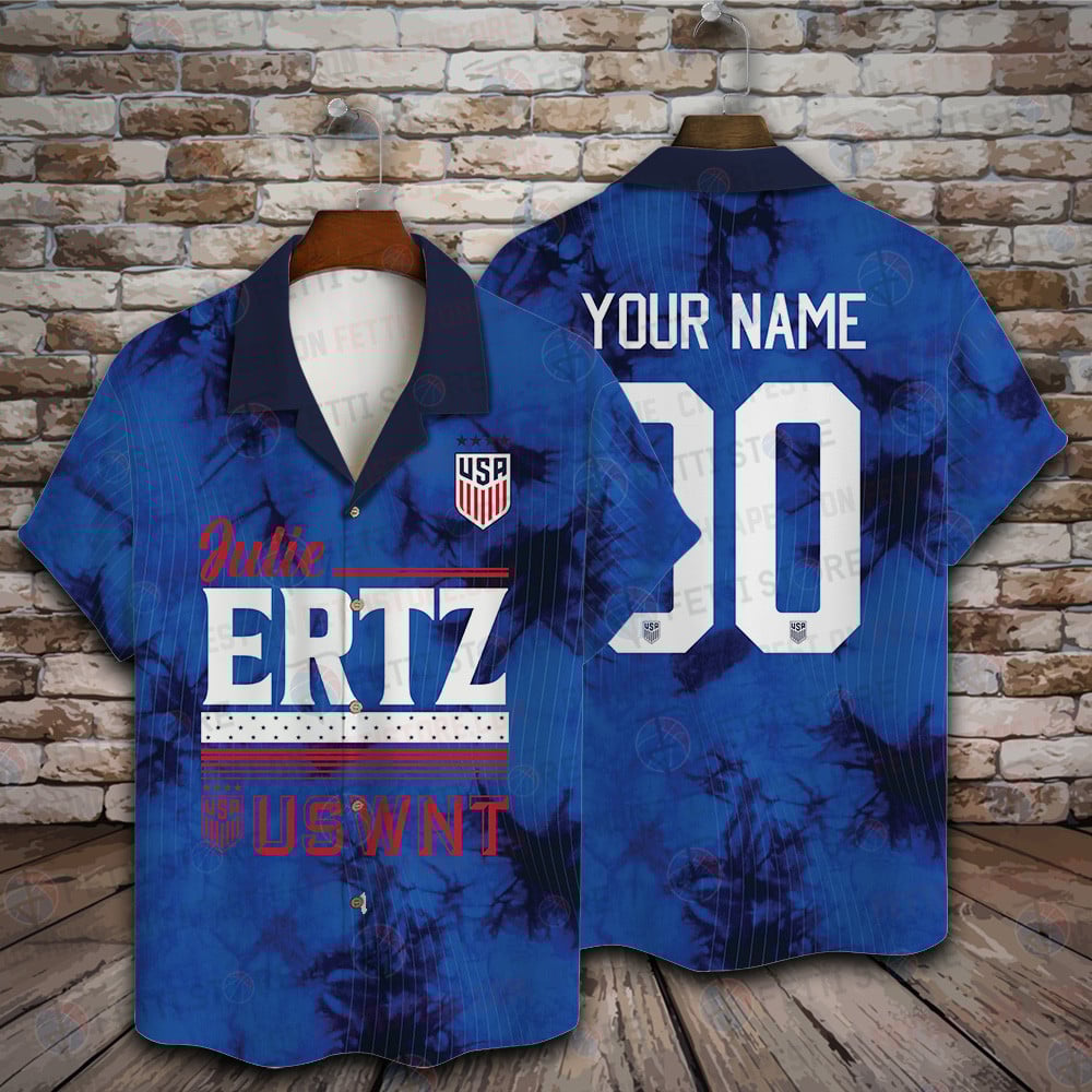 Custom Name Number Julie Ertz Uswnt 2023 Blue Hawaiian Shirt