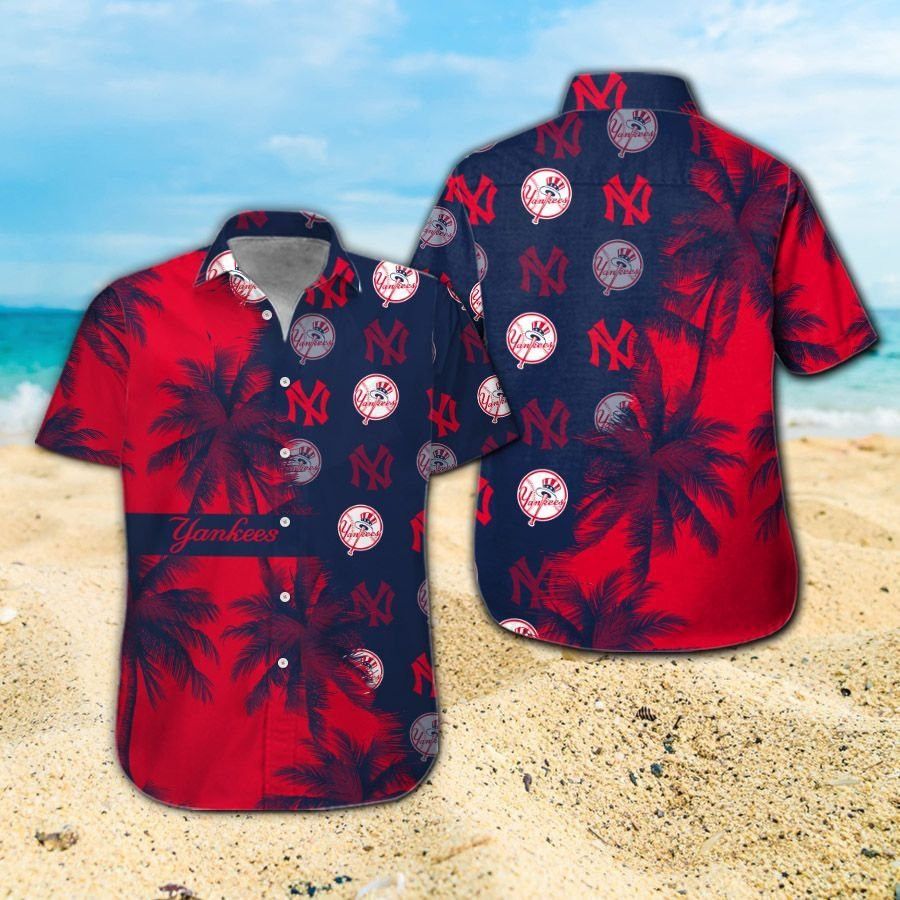 New York Yankees Short Sleeve Button Up Tropical Hawaiian Shirt Ver04