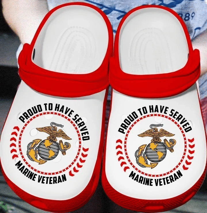 Personalized Clogs –  Amazon Proud To Have Served Marine Veteran clog Shoes