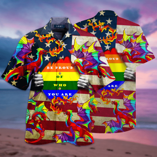 Beach Shirt Lgbt Rainbow Dragon Be Proud 3D All Over Printed Hawaiian Shirt , Aloha Shirt