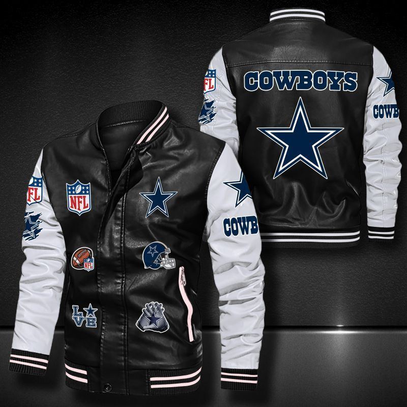 Dallas Cowboys Leather Varsity Jacket Bomber Coat