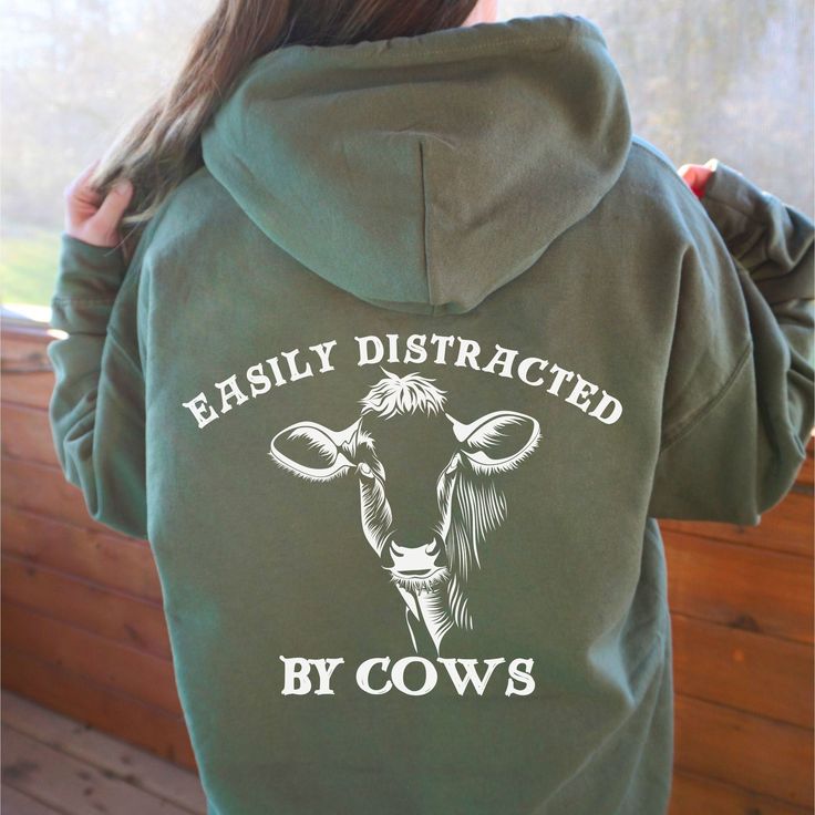 Cute Cow Hoodie Back Print Easily Di …
