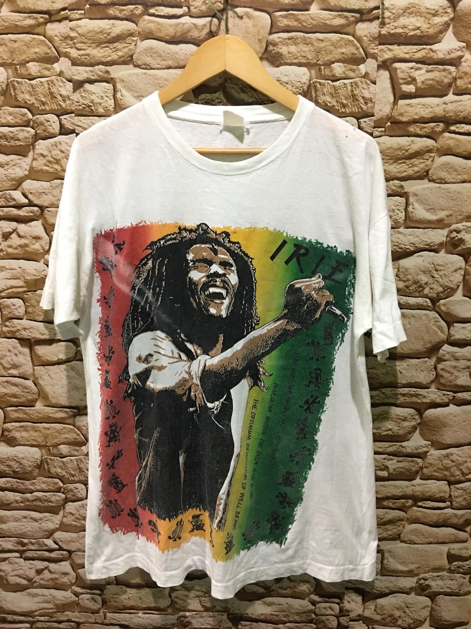 Rare Vintage Bob Marley Full Mosquitohead Design Over Band Tour Shirt