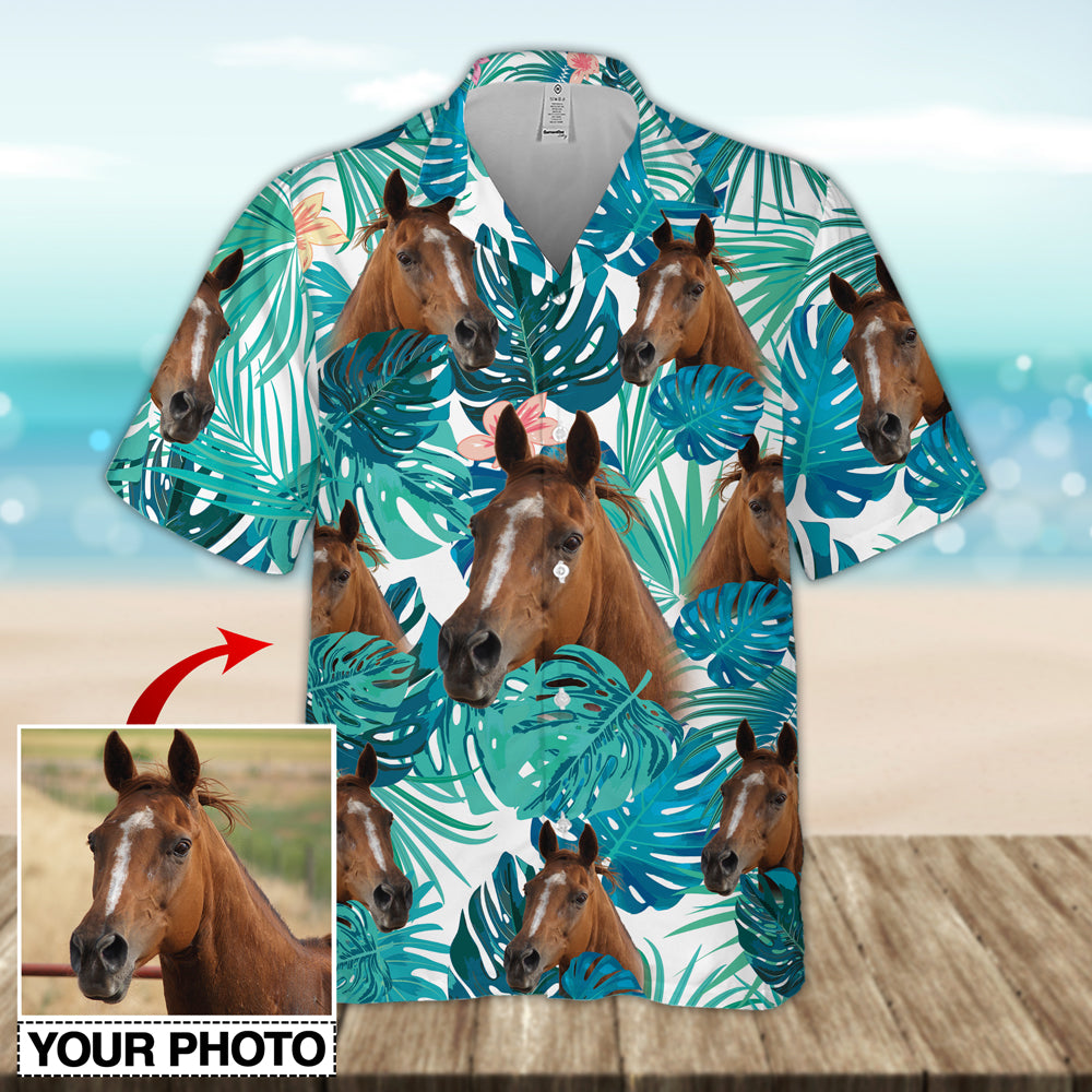 Custom Horse Image Seamless Hawaiian Shirt, Personalized Hawaiian Shirt For Men Women, Shirt For Horse Lover