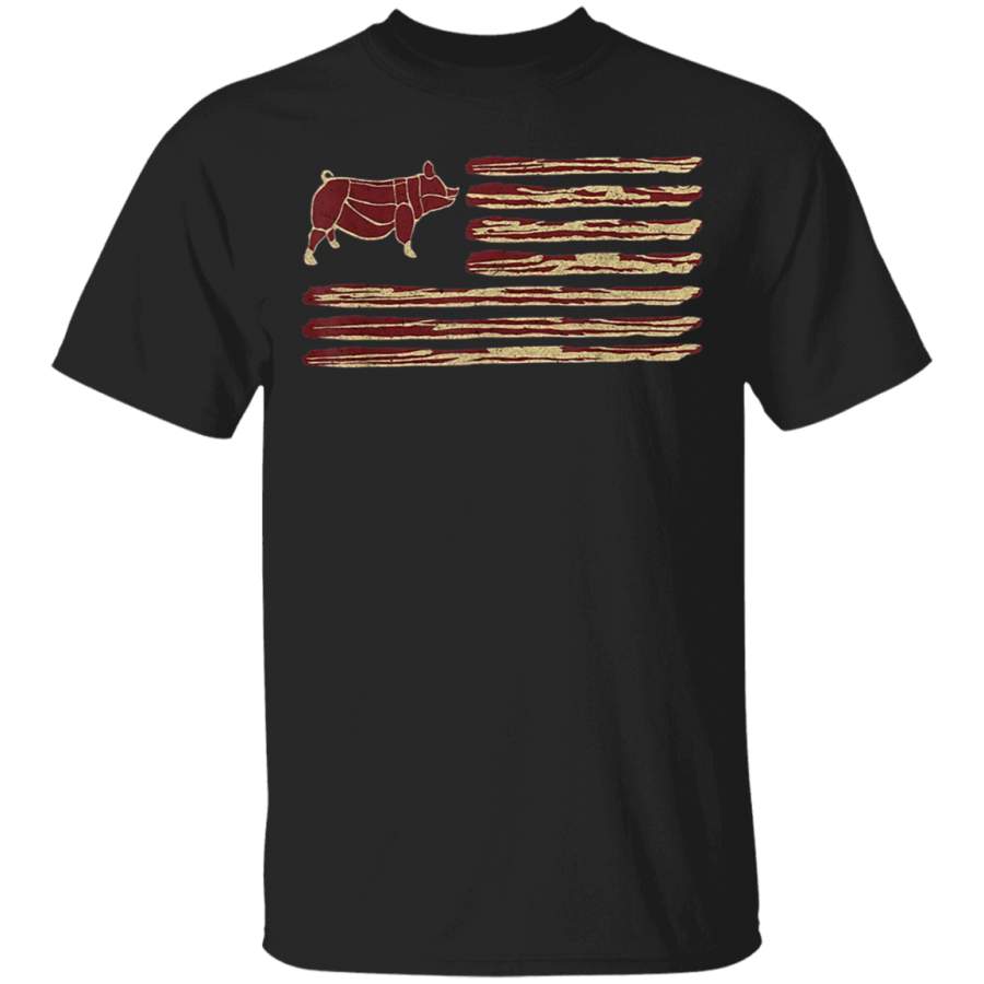 Bacon Flag Pig Vintage T-Shirt By Vevotee Store Hoodie Shirt