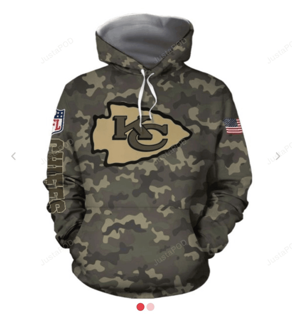 Kansas City Chiefs Hoodie Camo 3D Hoodie Zip Hoodie, Sports-Team 3D All Over Print Hoodie Zip Hoodie Aop Shirt