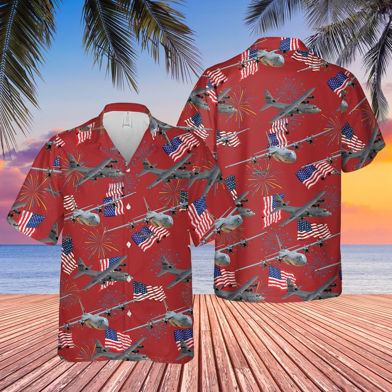 United States Air Force Lockheed Martin C-130J Super Hercules 4Th Of July Hawaiian Shirt, Patriotic Hawaiian Shirt For Men