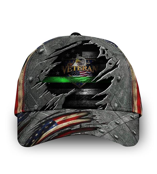 Eagle Veteran Logo 3D Hat Thin Green …