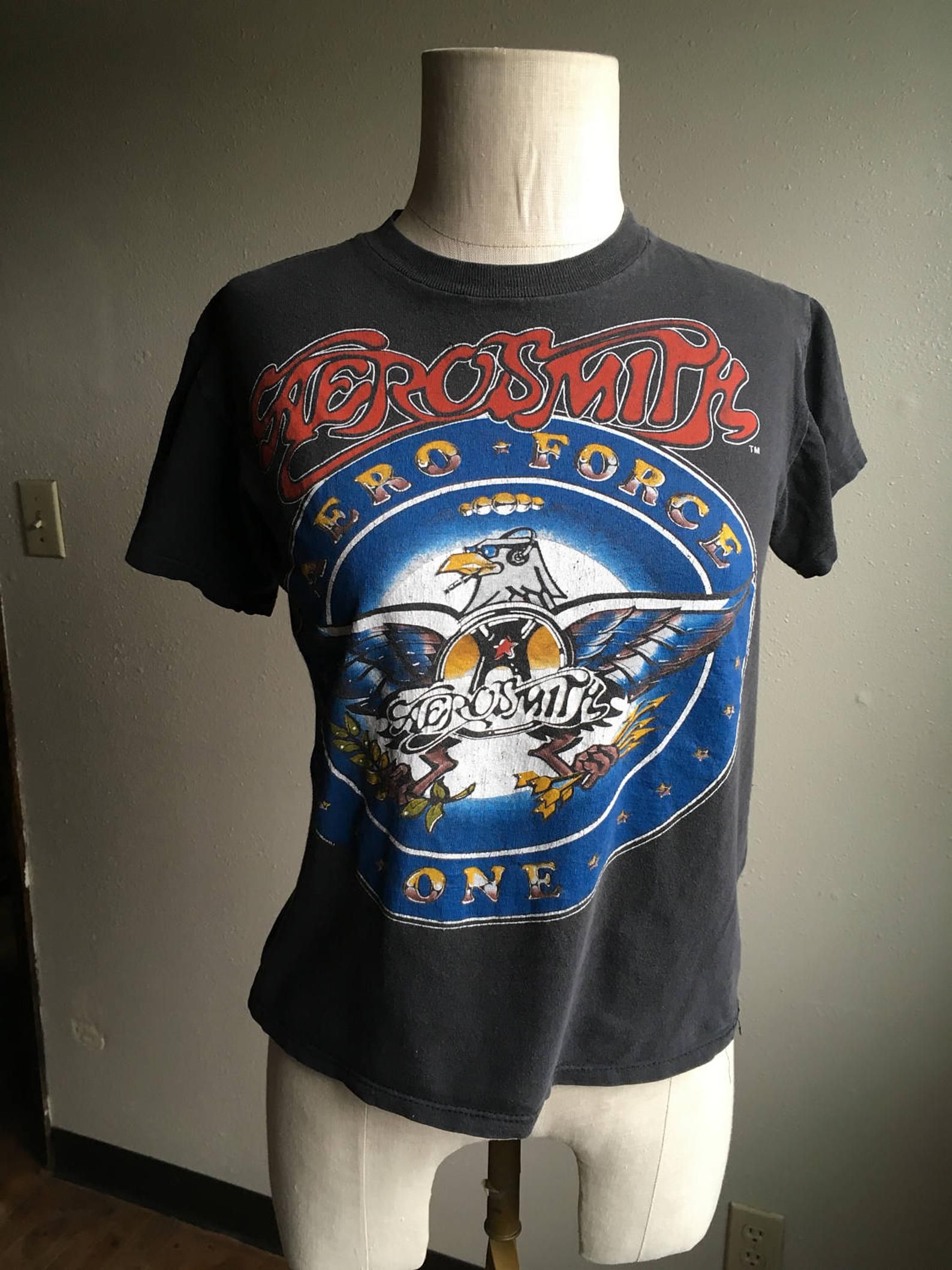 Vintage 80S Aerosmith Aero-Force One Tour 1986 Concert Tee Rock Band T Shirt Spring Ford Classic Sportswear Made In Usa