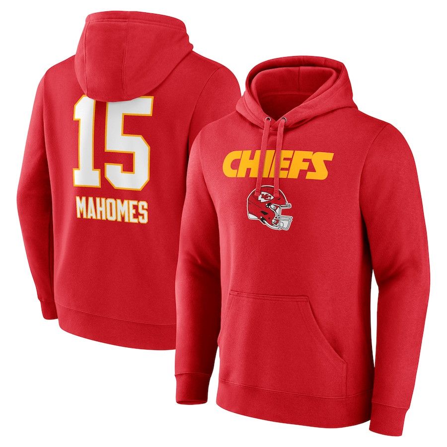 Patrick Mahomes Kansas City Chiefs Team Wordmark Player Name & Number NFL Red Print 2D Hoodie