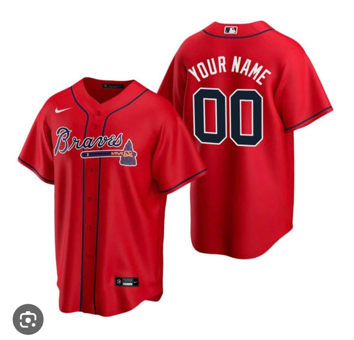 Atlanta Braves Red Custom Jersey – All Stitched