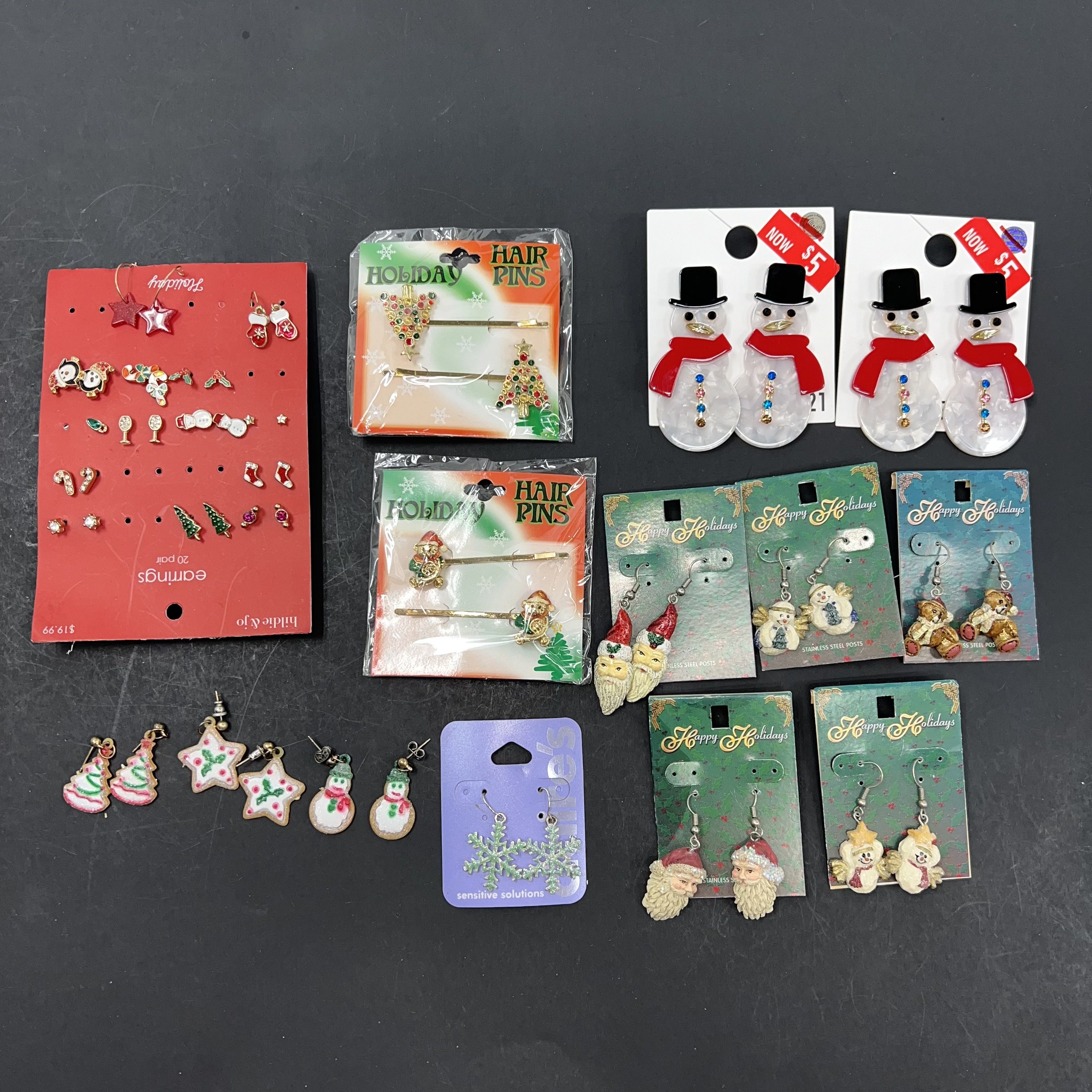 Winter Snowman Christmas Theme Jewelry Earrings Hairpins