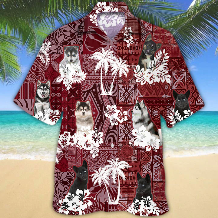 Pomsky Hawaiian Shirt, Gift For Dog Lover Shirts, Men’S Hawaiian Shirt, Summer Hawaiian Aloha Shirt