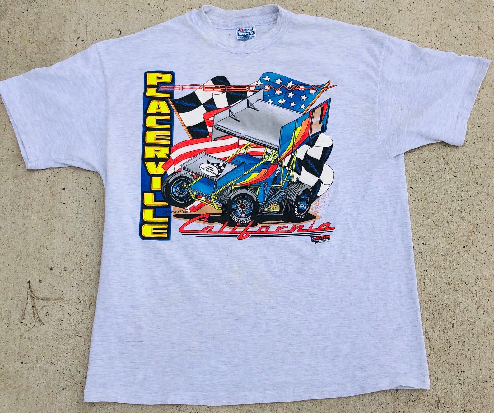 Vintage 1992 Placerville Speedway California S Car Event Tee –