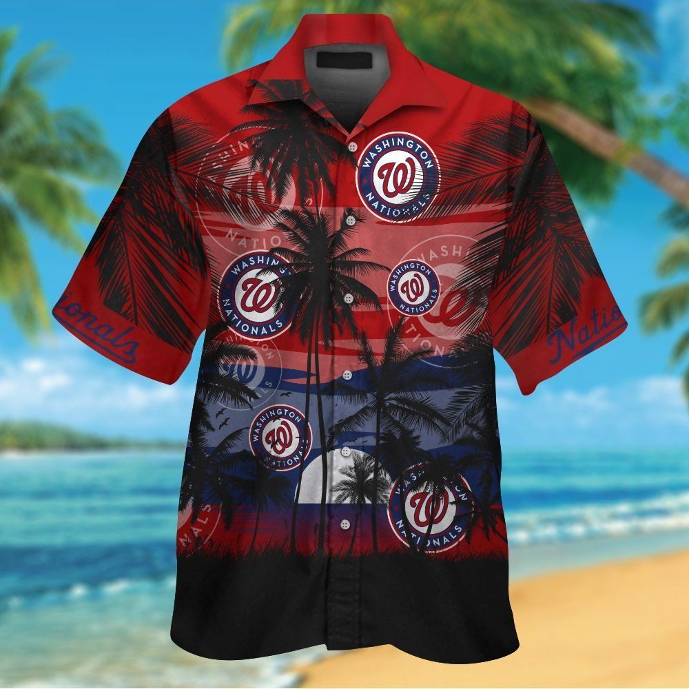 Washington Nationals Short Sleeve Button Up Tropical Hawaiian Shirts