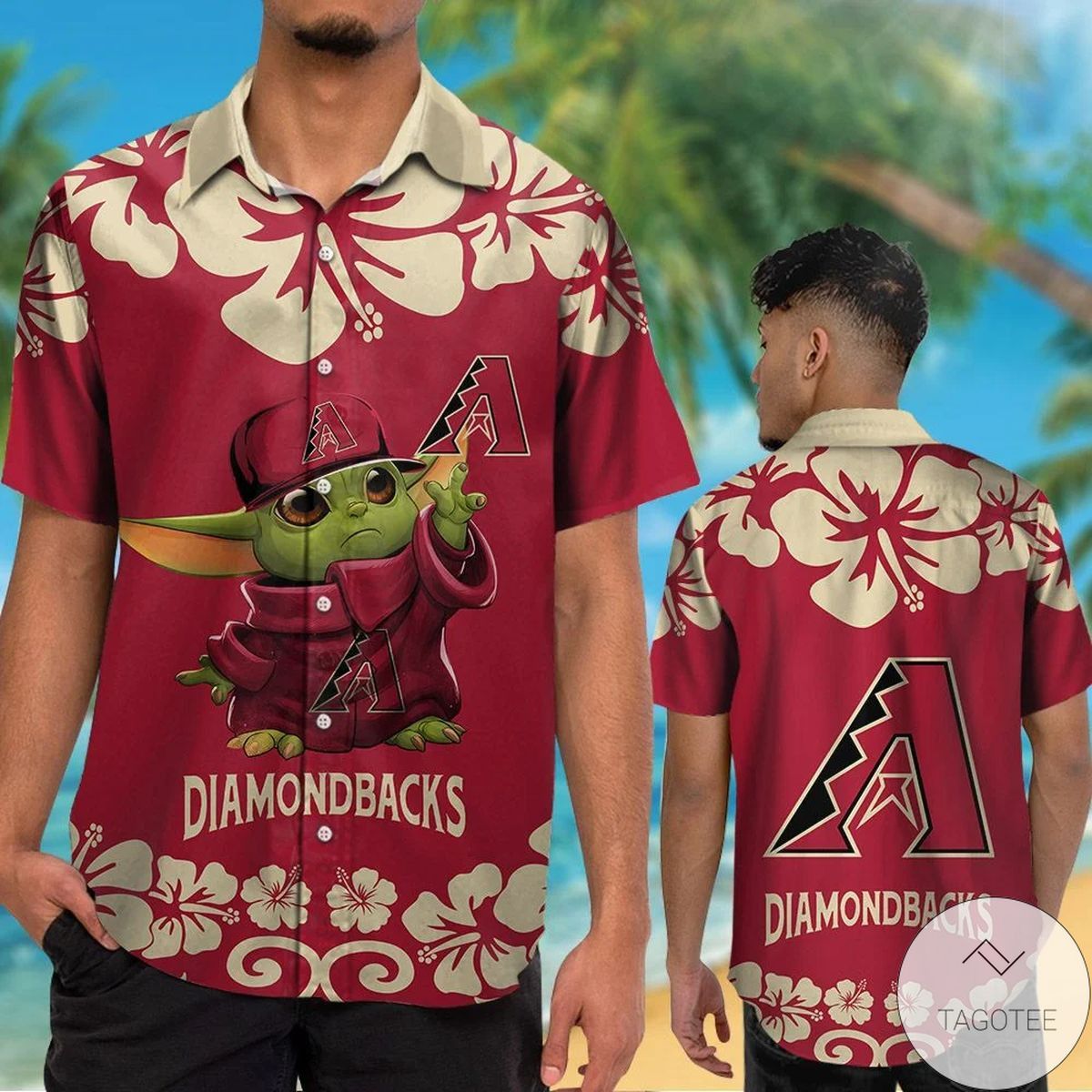 Mlb Arizona Diamondbacks Red Gold Baby Yoda Hawaiian Shirt V3 Aloha Shirt