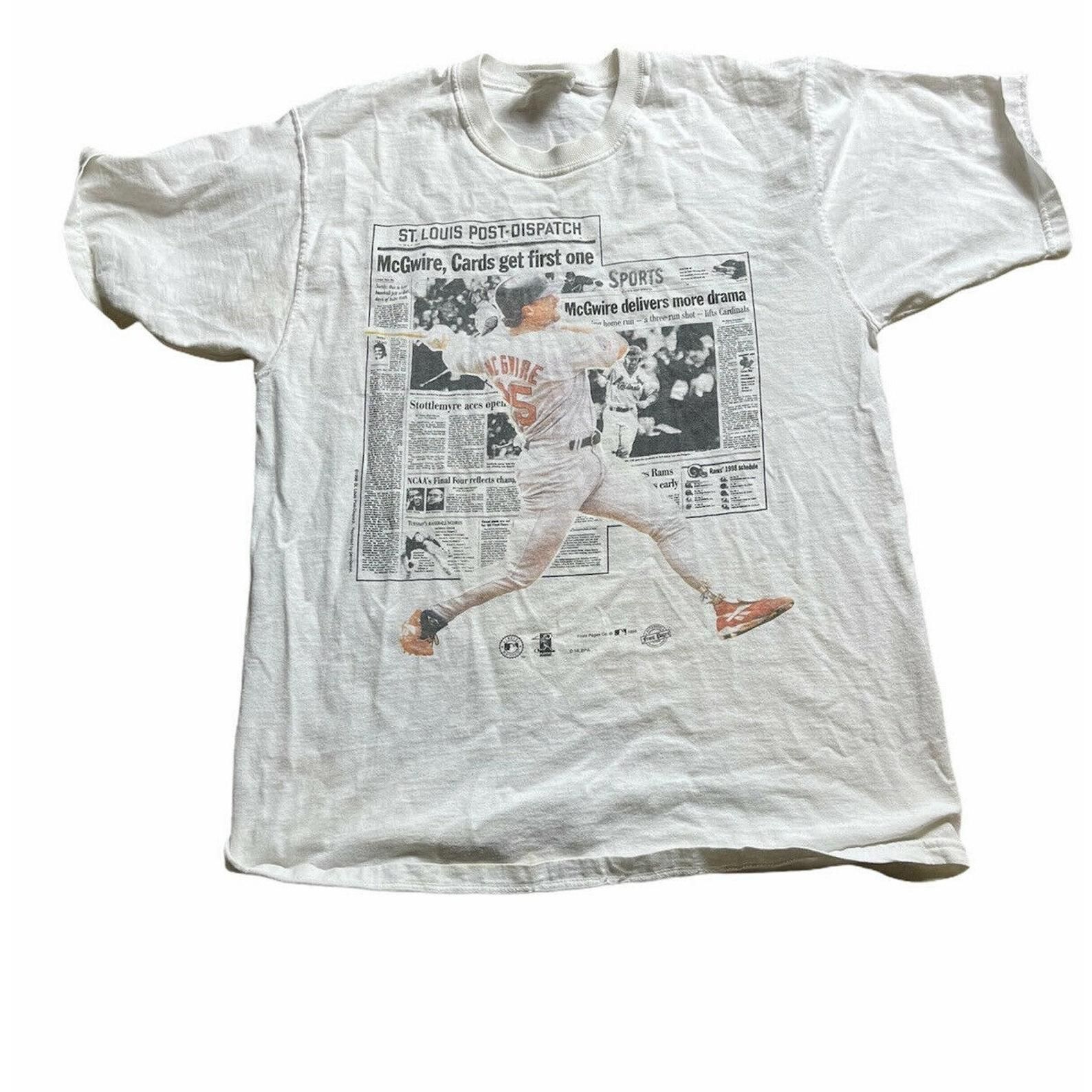 Vintage 90S 1996 Mark Mcgwire St Louis Cardinals Front Pages Adult Tshirt Med