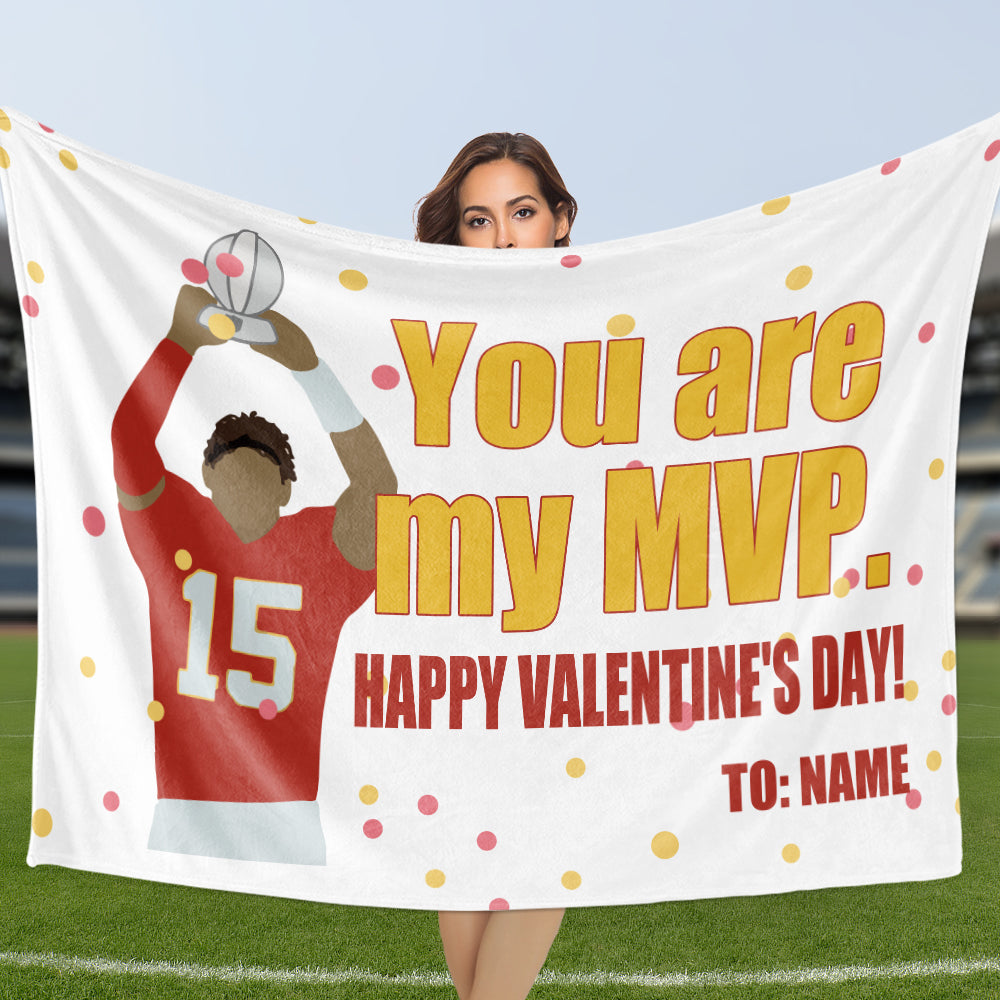 You Are My Mvp Mahomie Happy Valentine'S Day Blanket Kansas City Chiefs Fan Valentine'S Day Gift For Him Fashion24Hs
