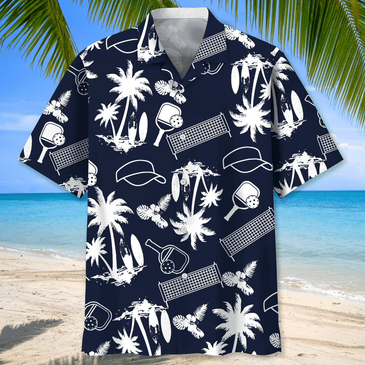 Pickleball Blue Nature Hawaiian Shirt, Men’S Hawaiian Shirt, Tropical Aloha Shirts Short Sleeve Beach Holiday Casual Shirts