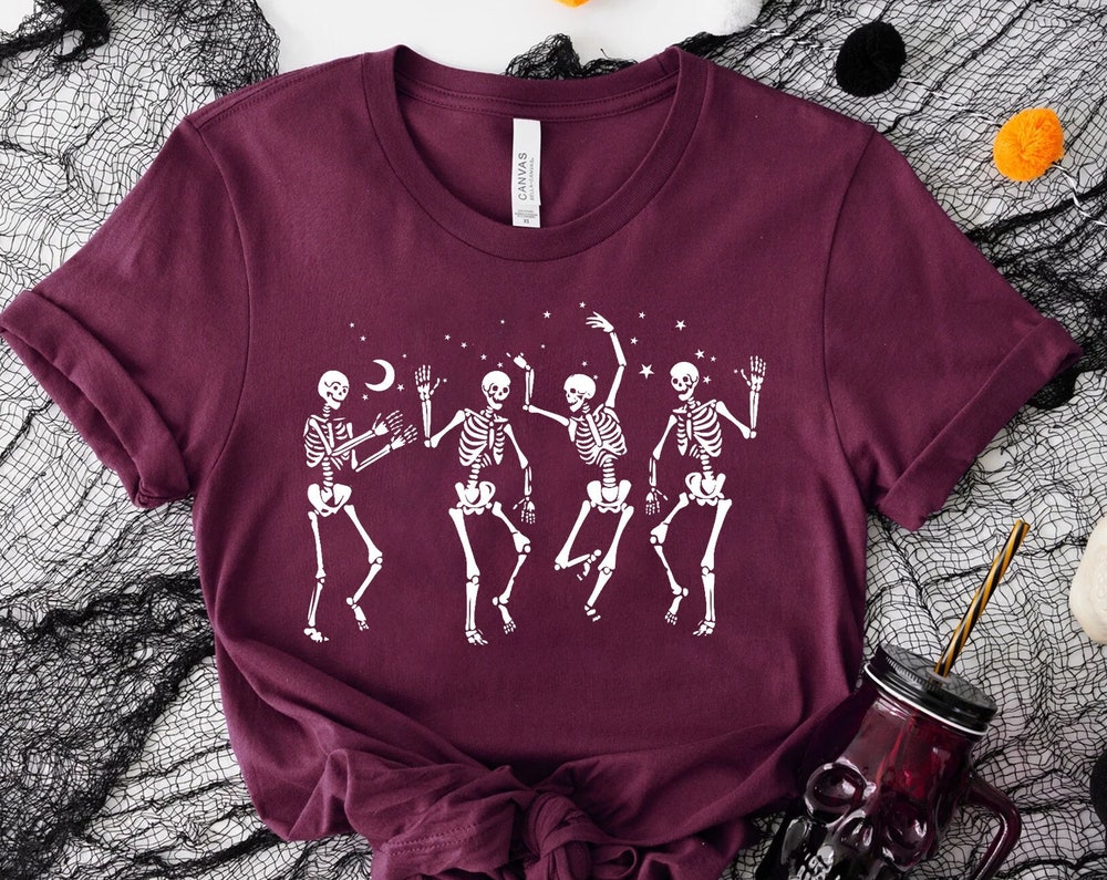 Halloween Party Dancing Skeleton Shirt, Skeletons Happy Halloween Shirt, Halloween Tee, Skeleton Dancing Halloween Shirt, Halloween Costume - Stylesynthesis Fashion 2024