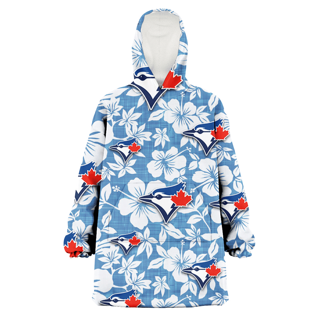 Toronto Blue Jays White Hibiscus Light Blue Texture Background 3D Printed Hoodie Blanket Snug Hoodie