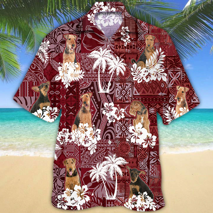 Airedale Terrier Hawaiian Shirt, Tropical Shirts, Gift For Him, Funny Hawaiian Shirts