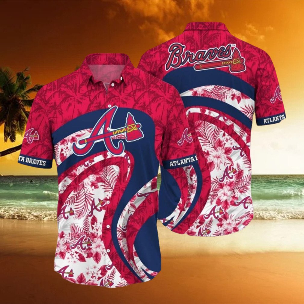 Atlanta Braves Mlb Palm And Flower Pattern 3D Hawaiian Shirt