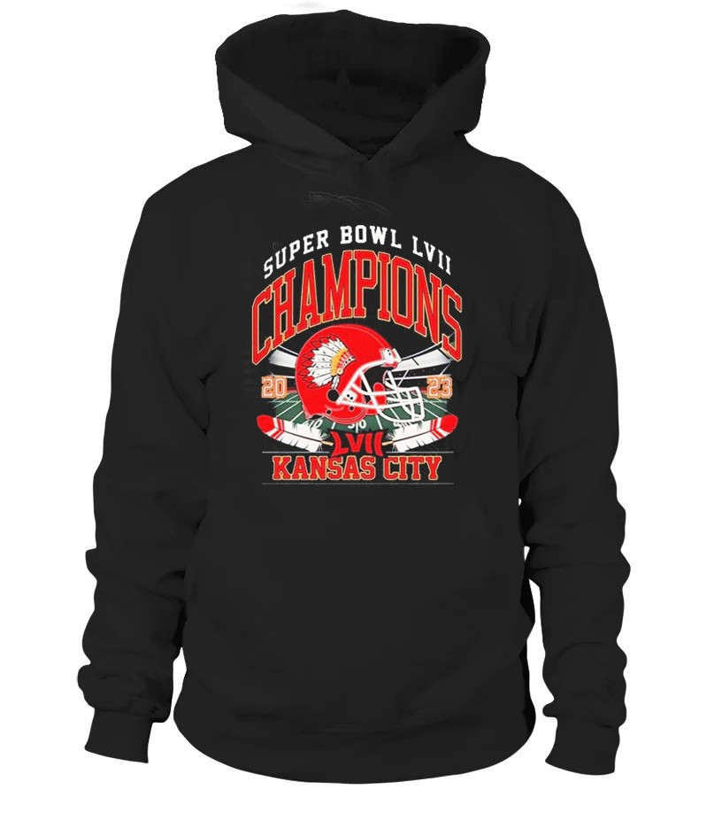 Kansas City Chiefs LVII Champions 2023 Pullover Hoodie Black