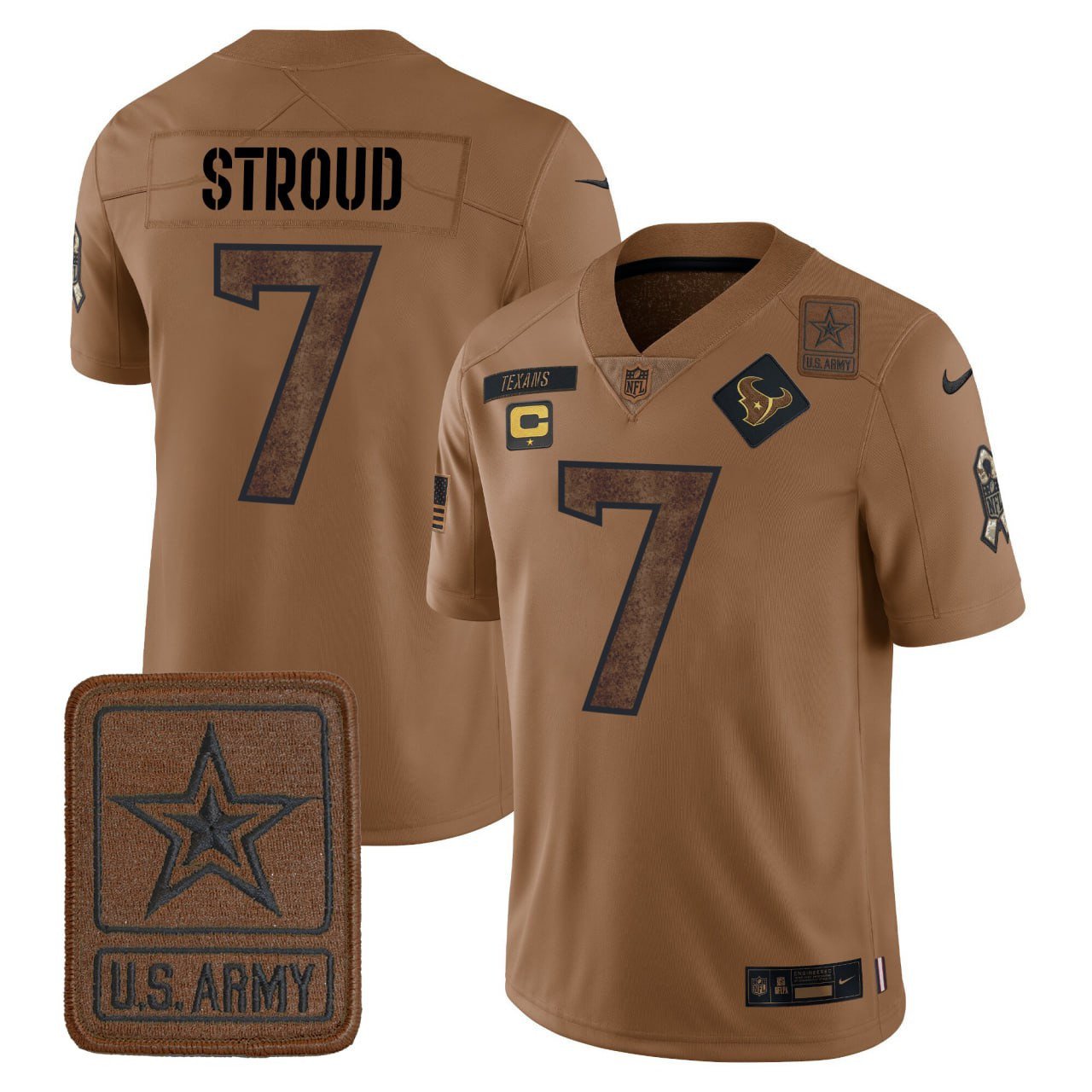 C.J. Stroud #7 Houston Texans Us Army Patch Salute Jersey – All Stitched