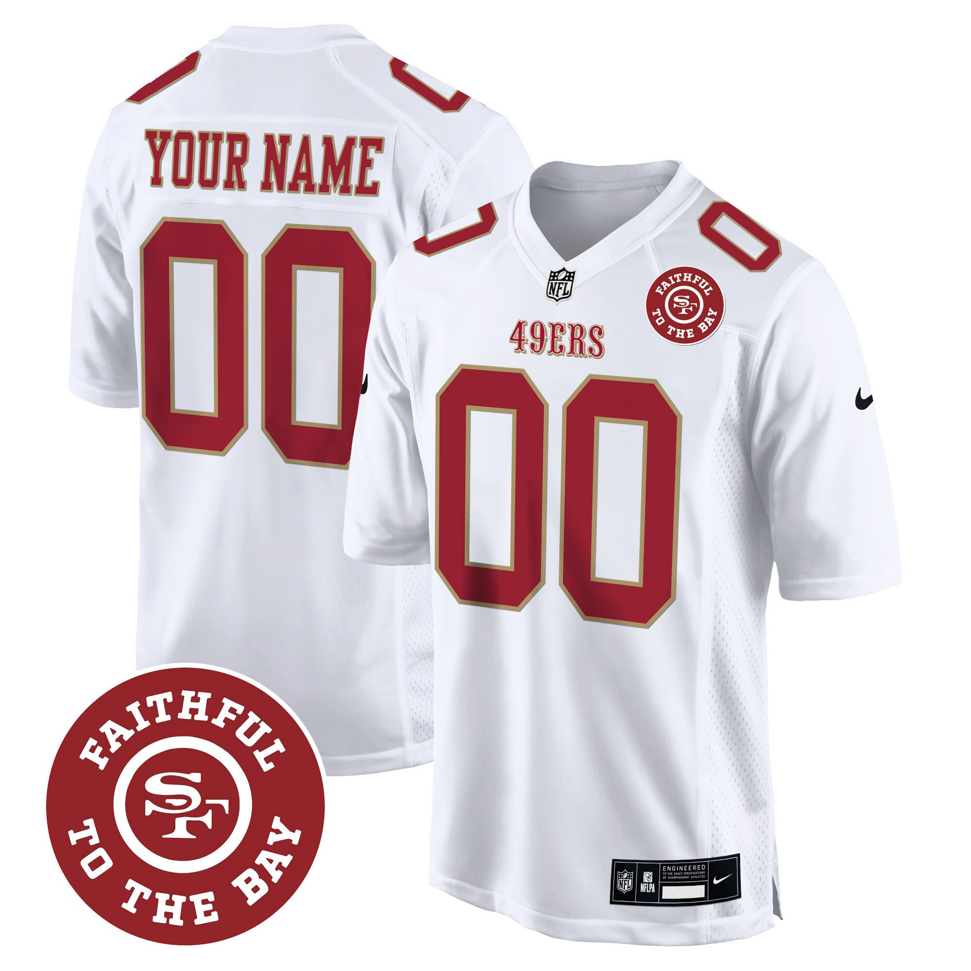 49Ers Throwback Faithful To The Bay Patch Game Custom Jersey – All Stitched