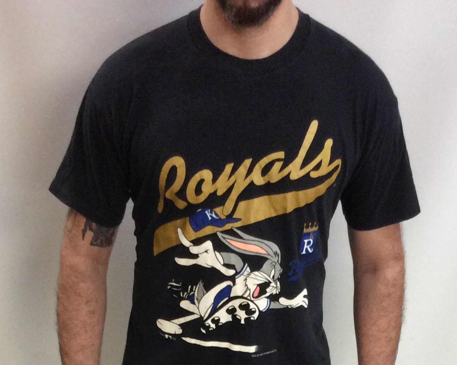 Vintage 90S 1993 Kansas City Royals Baseball Looney Tunes Bugs Bunny Classic Cartoon Rare T Shirt Usa L