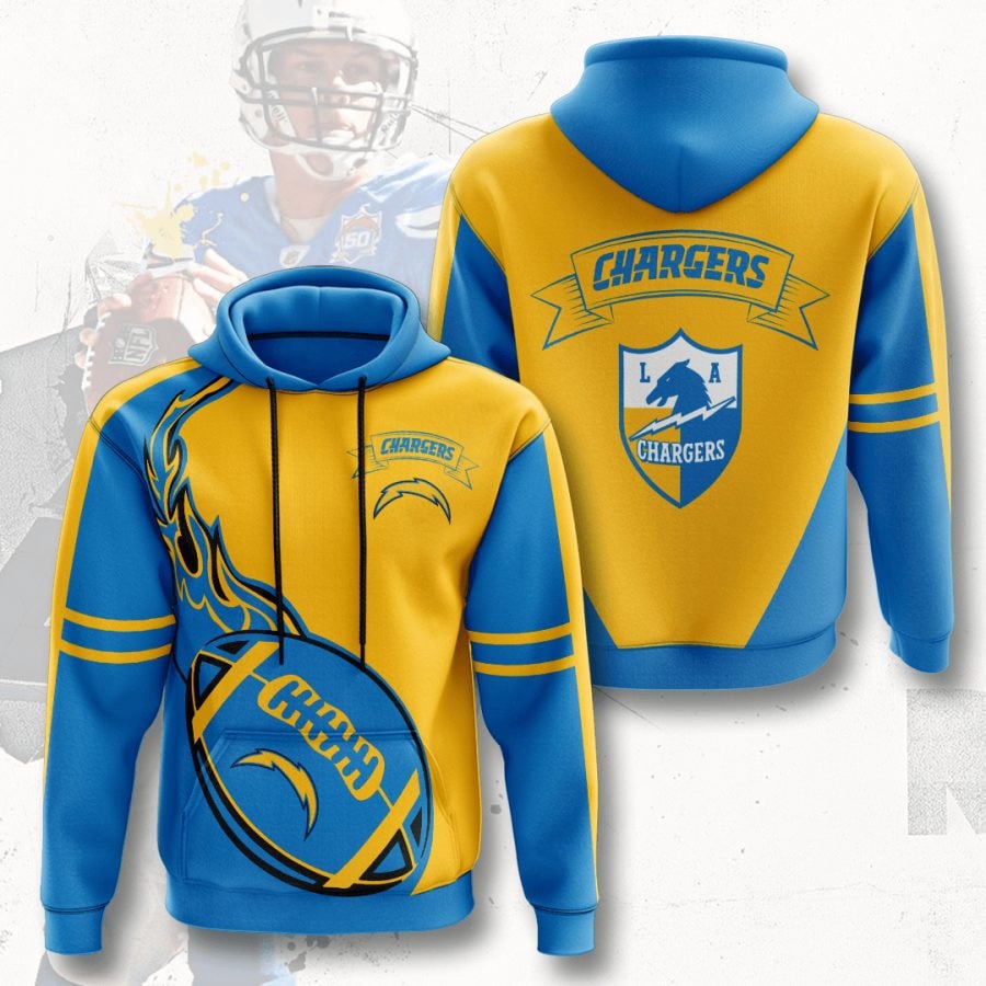 Sport-Team Los Angeles Chargers Powder Blue Fire Pullover Hoodie Aop Shirt