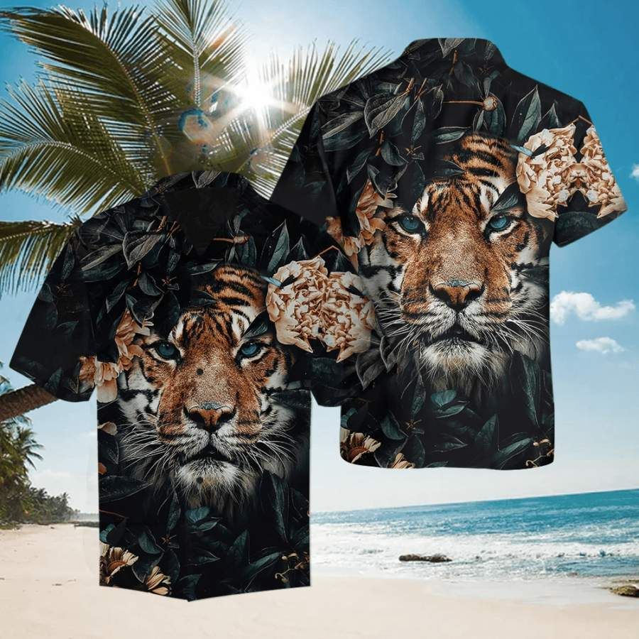 Hawaiian Aloha Shirts Tiger Flower