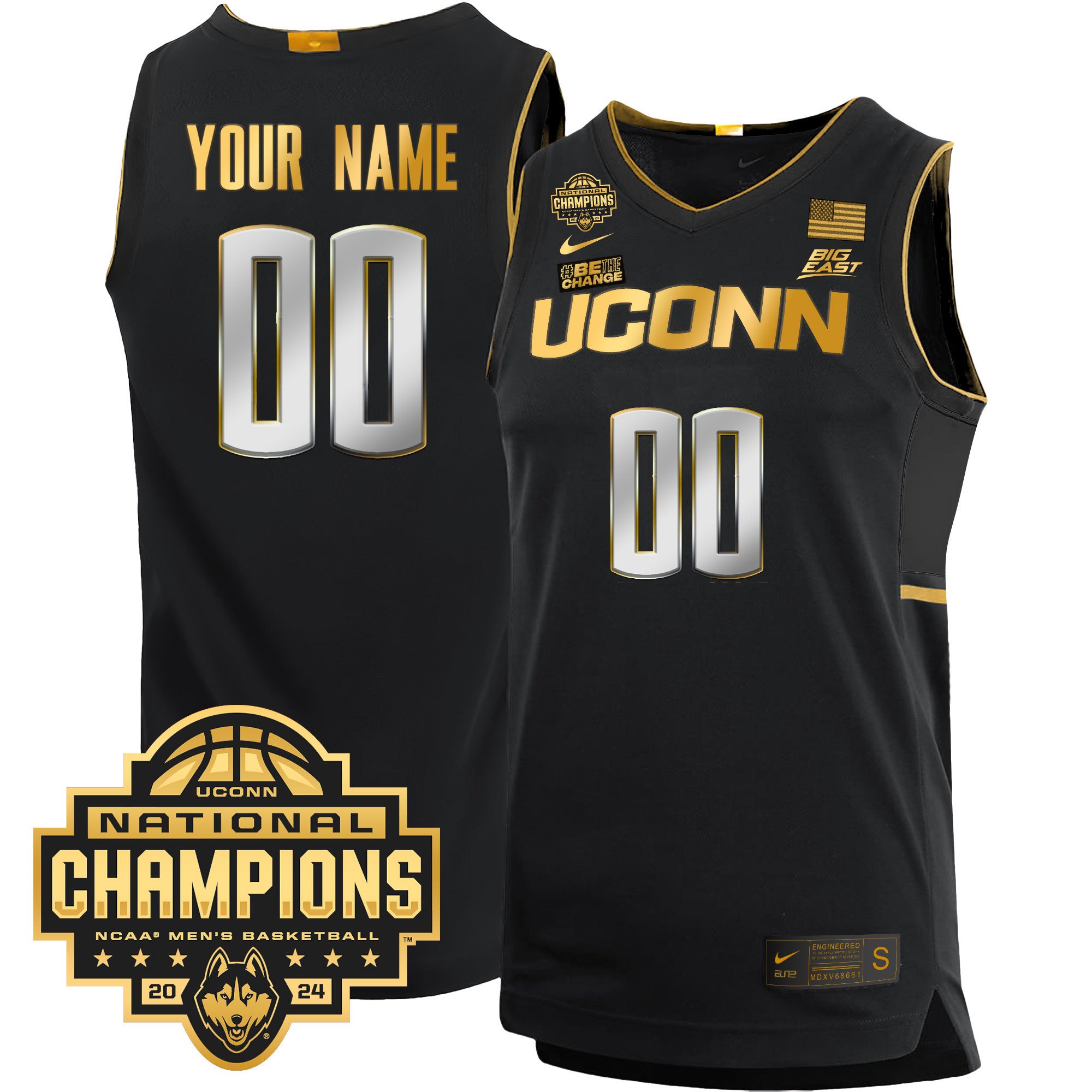 Uconn Huskies 2024 National Champions Patch Basketball Custom Jersey – All Stitched