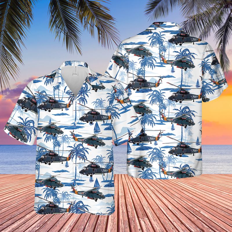 Us Navy Kaman Sh-2 Seasprite Hawaiian Shirt, Short Sleeve Hawaiian Shirt For Men