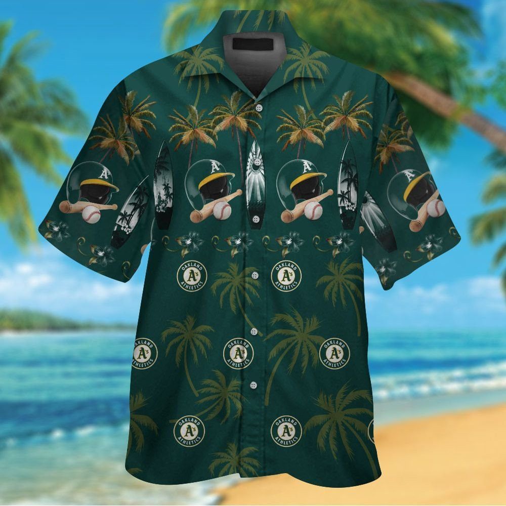 Oakland Athletics Short Sleeve Button Up Tropical Hawaiian Shirt Ver011