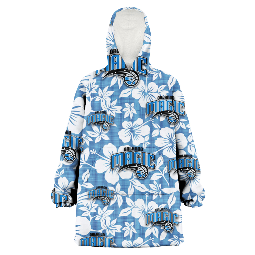 Orlando Magic White Hibiscus Light Blue Texture Background 3D Printed Hoodie Blanket Snug Hoodie