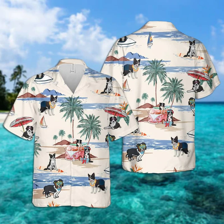 Border Collie Summer Beach Hawaiian Shirt, Hawaiian Shirts For Men, Hawaiian Shirts For Men, Aloha Beach Shirt