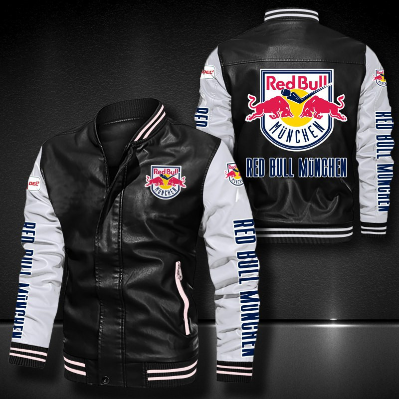 EHC Red Bull Munchen Leather Varsity Jacket Bomber Coat