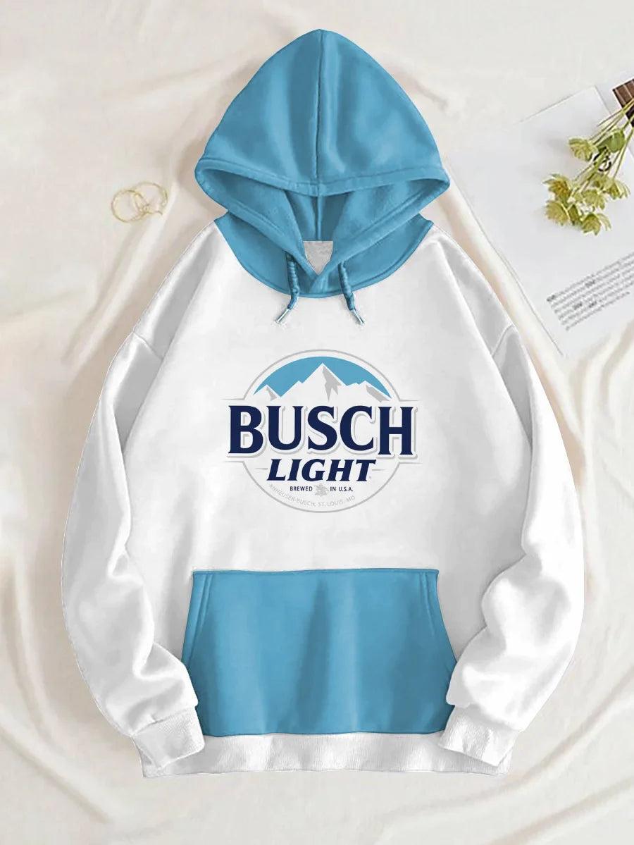 Busch Light Light Blue And White Basic Hoodie