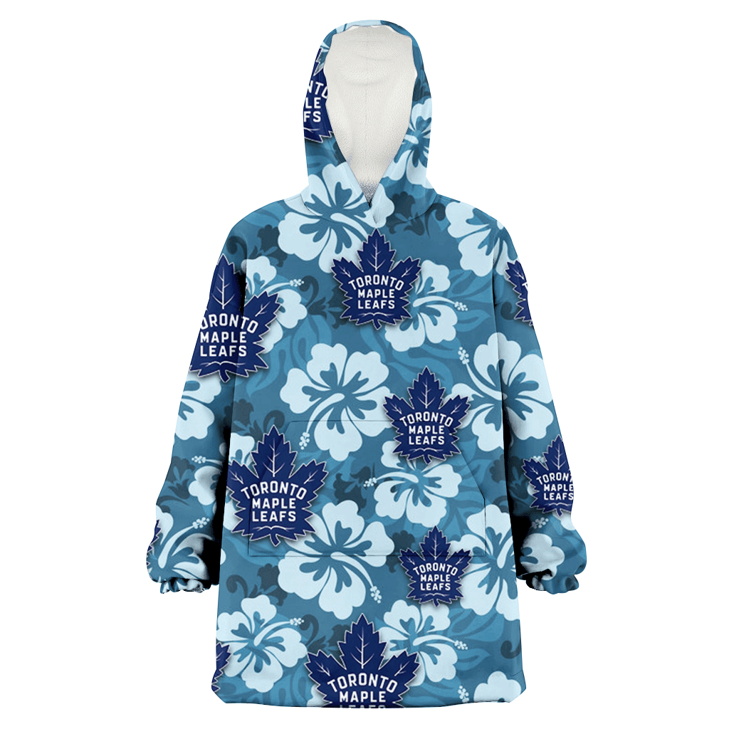 Toronto Maple Leafs Light Blue Hibiscus Blue Background 3D Printed Hoodie Blanket Snug Hoodie